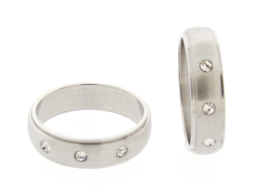 3 CZ Stone Stainless Steel Rings
