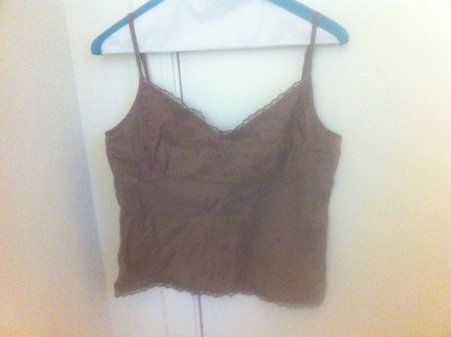 brown cotton eyelet camisole from Anthropologie