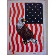 Queen Size Blanket US Flag Eagle