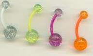 Glitter Flexible UV Belly Rings (4) with Free Shipping