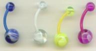 UV Flexible Marble Ball Belly Rings  (4) with Free Shipping