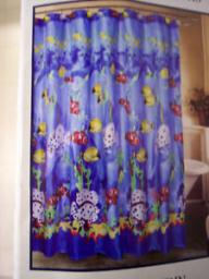 Tropical Fish Ocean Fabric Shower Curtain + 12 Hooks