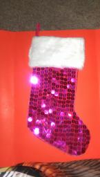 Sequinned Christmas Stocking (Hot Pink)