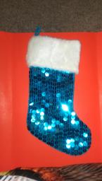 SEQUINED CHRISTMAS STOCKING (BLUE)