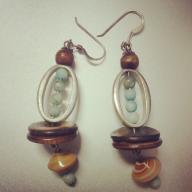 wood and turqoise earrings