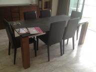 Dining Table  Walnut/Stone top Chairs x6