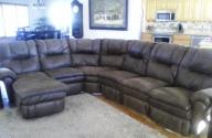 Leather Look Sectional Couch with Chaise and Recliner