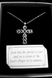 Lord's Prayer special crystal cross necklace