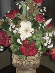 Table Top Ceramic Vase with Floral Arrangement