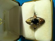 Sterling Silver Black Hills Gold Ring with Black Onyx Stone