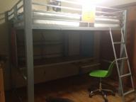 Metal Loft Bed with Full-sized Bed & Desk