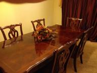 6 chair wood dining room tble- mahogany