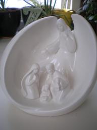white porcelain nativity scene