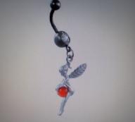 Navel ring with dangling fairy with red stone