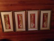 Set of 4 modern gold framed flowered pictures paid $200-