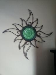Indoor/Outdoor Wall Art, Sun with Emerald Green Center