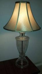 Glass Lamp with Tan Shade