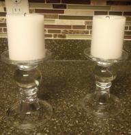 pair of glass candle holders