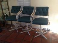 3 hunter green & wh bar stool chairs