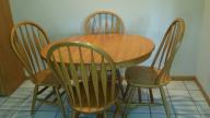Kitchen solid  oak table with 5 chairs and one leaf