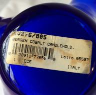 italian vintage colbalt blue candle holder. large