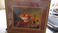 Picture of Fruit and Black-eyed Susans - Burgundy mat - gold fram