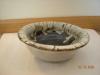 Black, Gold, and White hand-thrown and glazed ceramic bowl