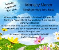 38 house Monacy Manor Neighborhood Yardsale
