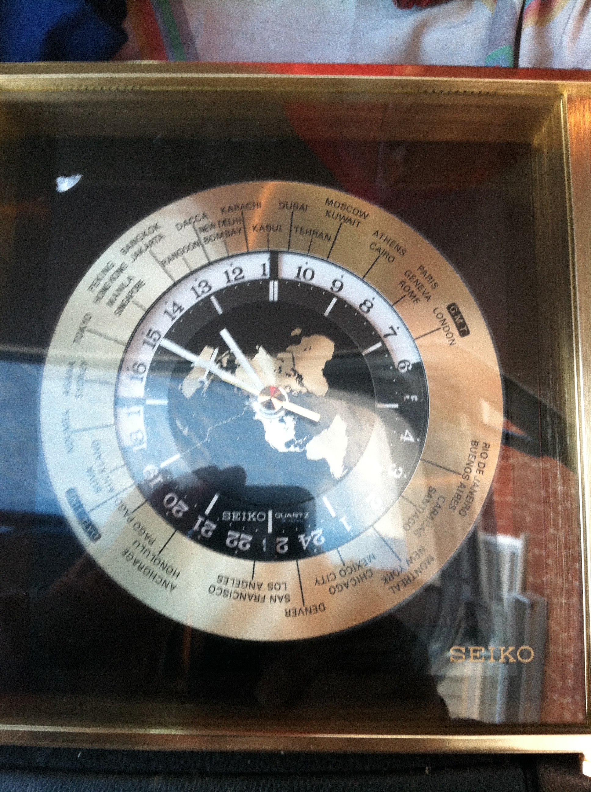 Seiko Brass World Clock Ref. Qz885A  Made in Japan in EzJac's  Garage Sale Bridgeview, IL