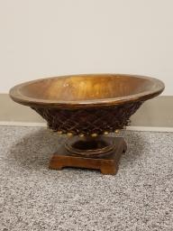 Wooden Round Decorative Pedestal Bowl